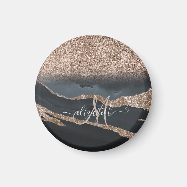 Modern Glitter Marmor Monogram Magnet (Framsidan)