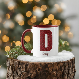 Modern Glitter Monogram D Mugg med Namn