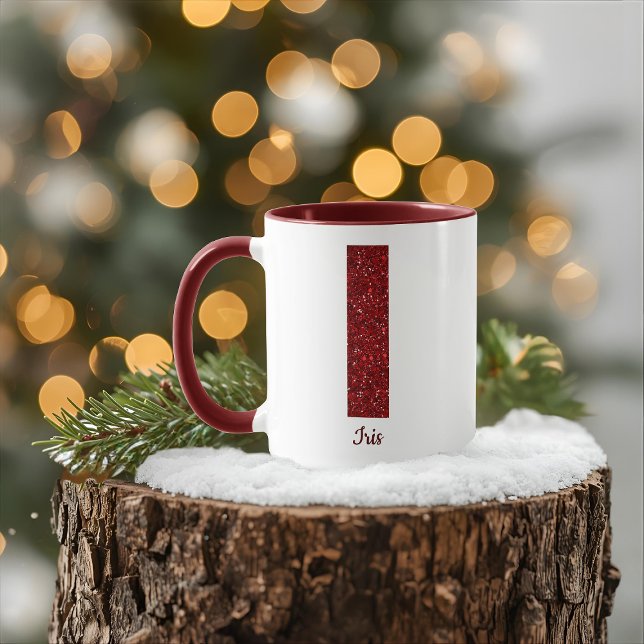 Modern Glitter Monogram I Mug with Name Mugg (Skapare uppladdad)