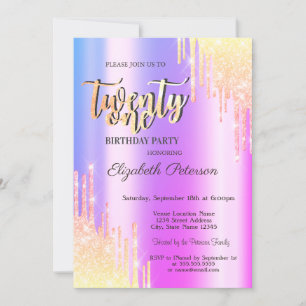 Modern Glitter Ombre-dropp 21-årsfest Inbjudningar