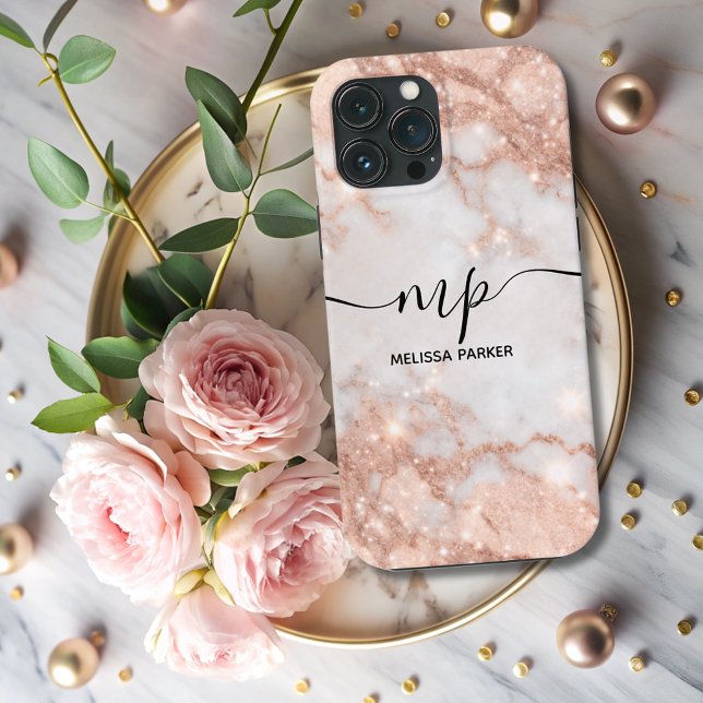 Modern Glitter Ombre Marble Chic Monogrammed (Skapare uppladdad)