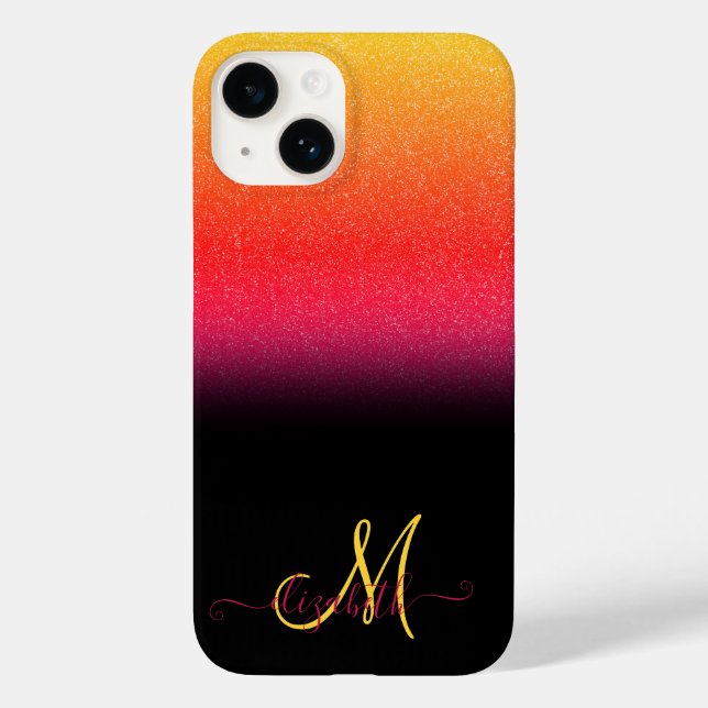 Modern Glitter Ombre Monogram Svart (Baksida)