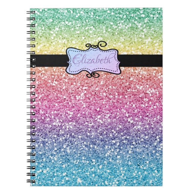 Modern Glitter Ombre,Personlig Anteckningsbok (Framsidan)