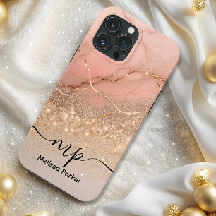 Modern glitter ombre ro marble chic monogramme