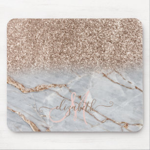 Modern Glitter Ombre Rosa Guld Marmor Monogram Musmatta