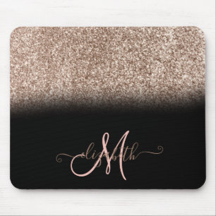 Modern Glitter Ombre Svart Monogram Musmatta
