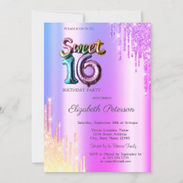 Modern Glitter Ombre Violett Droppe Ballong Sweet Inbjudningar