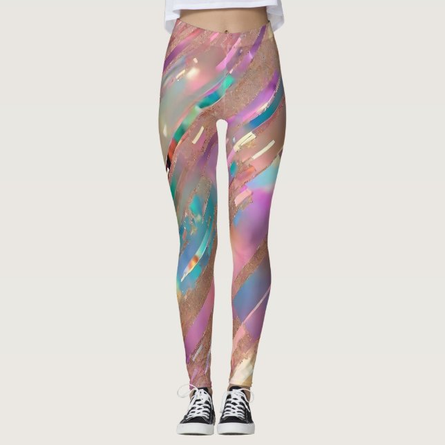 Modern Glitter Opal HoloGrapal Collection Leggings (Framsida)