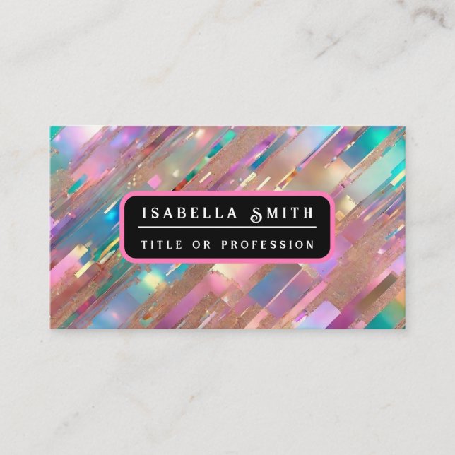 Modern Glitter Opal HoloGrapal Collection Visitkort (Framsida)