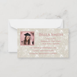 Modern Glitter Photo Studenten Dusty Rosa Anteckningskort