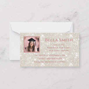 Modern Glitter Photo Studenten Dusty Rosa Anteckningskort