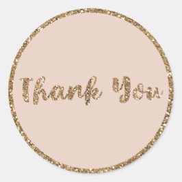 Modern Glitter Rosa Guld Blush Glam Tack Runt Klistermärke