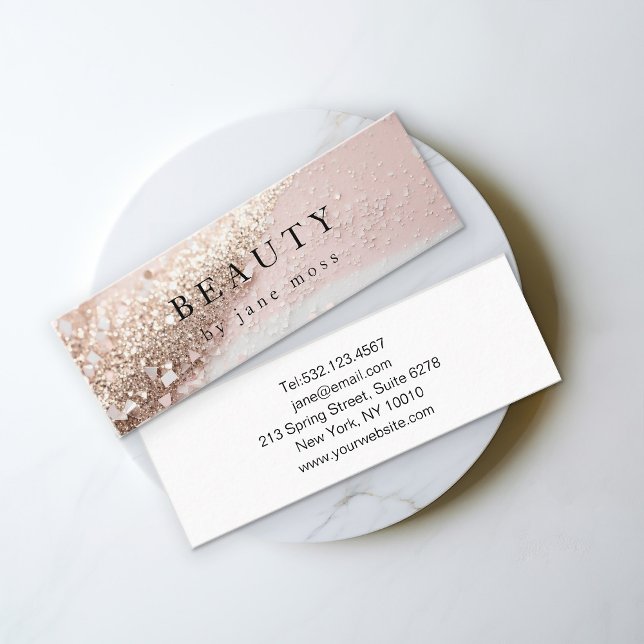 Modern Glitter Salon Mini Affärskort Mini Visitkort (Skapare uppladdad)