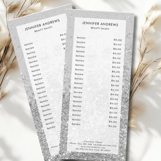 Modern, glitter, salon, prickkort reklamkort (Modern, glitter, salon, pricelist rack card)