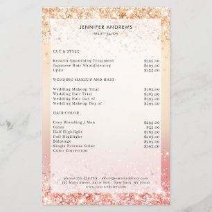Modern Glitter Salon Pris List Flyer