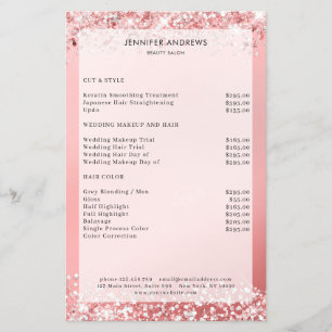 Modern Glitter Salon Pris List Flyer