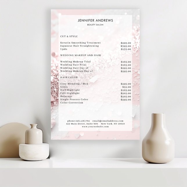 Modern Glitter Salon Pris lista Poster (Skapare uppladdad)