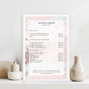 Modern Glitter Salon Prislista Poster