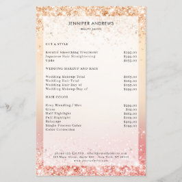 Modern glitter-salong prislista flygblad