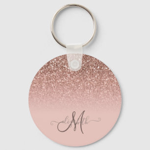 Modern Glitter Sekvens Ombre Cool Monogram Nyckelring