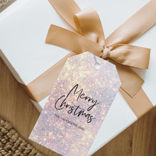 Modern Glitter Sparkles God jul Presentetikett