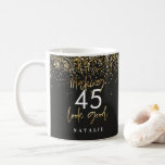 Modern glitter svart och guld 45-timmarskaffe  kaffemugg<br><div class="desc">Modern glitter svart och guld 45-årsdag. En del av en elegant snyggt-samling.</div>