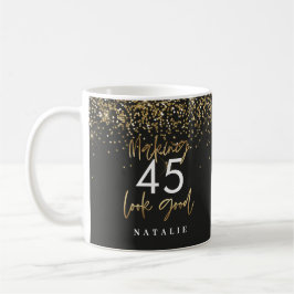 Modern glitter svart och guld 45-timmarskaffe  kaffemugg