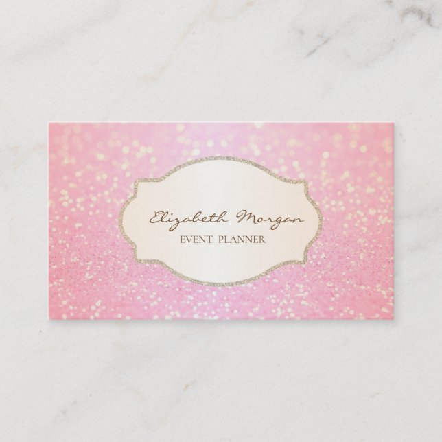 Modern Glittrig Bokeh Guld Glitter Ram Visitkort (Framsida)