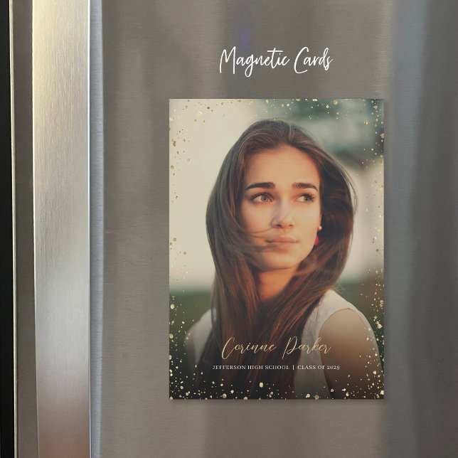 Modern Glitz Studenten Photo Announcement Magnets Magnetisk Inbjudningskort (Skapare uppladdad)
