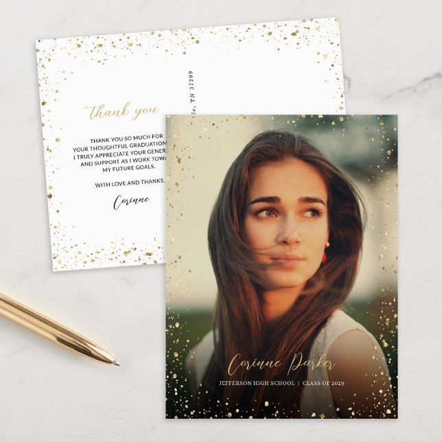 Modern Glitz Studenten Photo Tack-vykort Vykort (Skapare uppladdad)