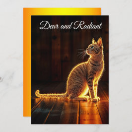 Modern glöd tabby katt blue ögon fantasykonst inbjudningar