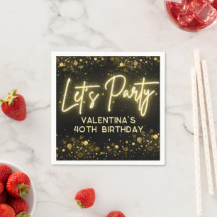 Modern glödlampa i Party, svart och Guld, Låt oss Pappersservett