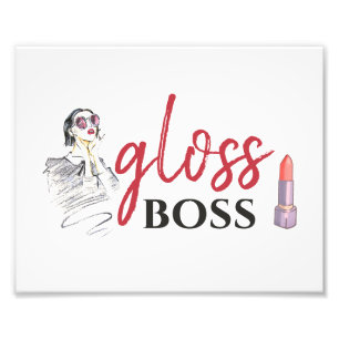 Modern Gloss Chef Girl Black Funny World Art Fototryck