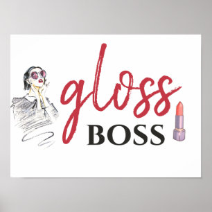 Modern Gloss Chef Girl Black Funny World Art Poster
