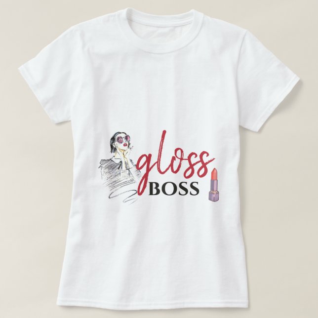 Modern Gloss Chef Girl Black Funny World Art T Shirt (Design framsida)