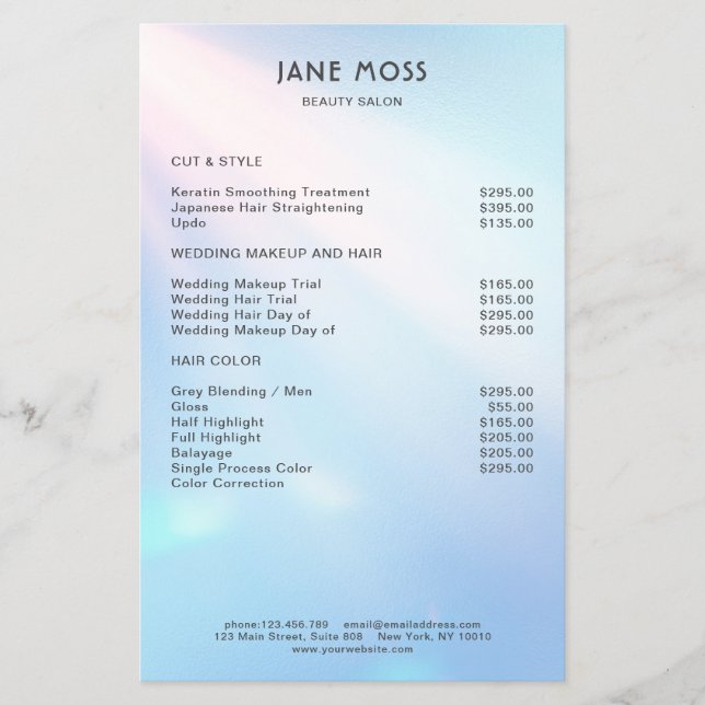 Modern Glow Salon Flyer (Framsidan)