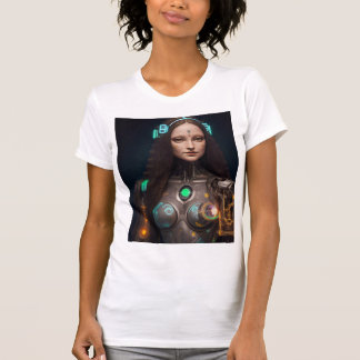 Modern Glowing Cyborg Mona T Shirt