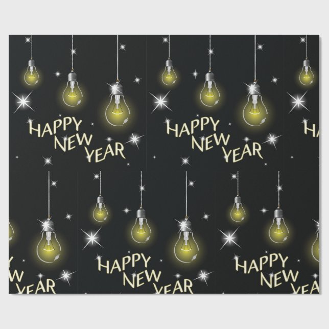Modern Glowing Light Bulbs Happy New Year Presentpapper (Platt)