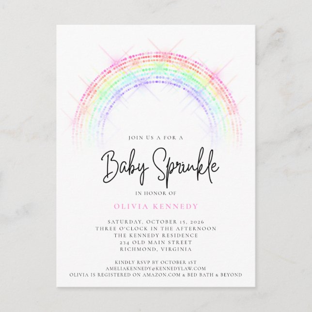 Modern gnikling Rainbow Baby Sprinkle Baby Shower Vykort (Framsida)