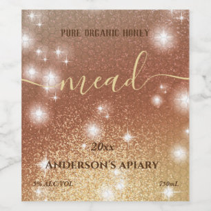 Modern gnistra honeycomb mead vin-etikett vinflaska etikett