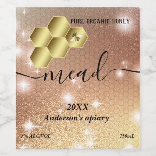 Modern gnistra honeycomb mead vinflaska etikett