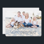 Modern God jul 2-fotokort Julkort<br><div class="desc">Ett modernt "God jul" i coolans blå och grått skickar avslappnad contemporary hälsning till familj och vänner på detta dubbla-sidiga fotokort. Två stora storleka foton av din familj,  både framtill och baktill,  gör det mesta av detta rundade hörnplatta kort med böjd text och fet stil.</div>