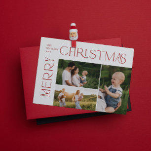 Modern God jul 3-fotofärggrafi Julkort