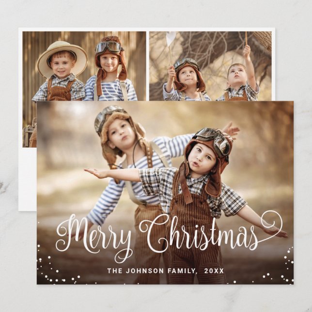 Modern God jul 3 PHOTO Hälsning Julkort (Fram/baksida)