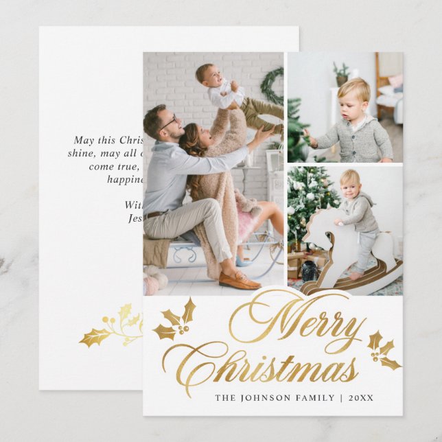 Modern God jul 3 PHOTO Hälsning Julkort (Fram/baksida)