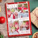 Modern GOD JUL 4 Photo Collage Red Ljus Julkort<br><div class="desc">Modern fotokollage Julhälsningar kort med 4 bilder med GOD JUL i hälsning i modern handskriven typografi mot vit och röd bakgrund med ljus och stjärnor. ASSISTANS: Om du vill ha hjälp med designändringar eller anpassning, ändra storlek på färg, flytta designen till en annan produkt eller om du vill samordna produkter...</div>