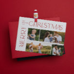 Modern God jul 4 Photo Red Typography Julkort<br><div class="desc">"Det här är säsongen att vara glad! Den här julhelgen gör du din familj firande extra speciell med det här fantastiska moderna men moderna God jul 4-fotoröda typografikortet för Helgdag. Det här vackra kortet är ett rent, modernt och minimalt kort som är säkert att framträda på perfekten för att skicka...</div>