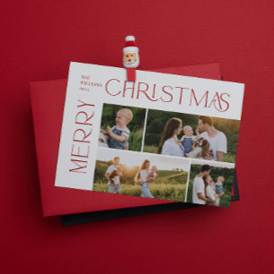 Modern God jul 4 Photo Red Typography Julkort