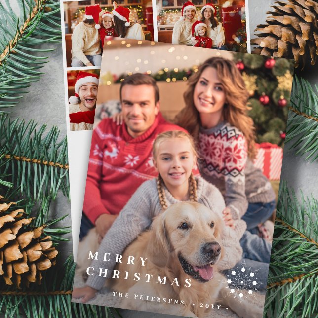 Modern God jul 5 foton minimalistisk Julkort (Skapare uppladdad)