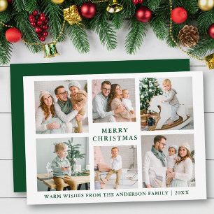 Modern God jul 6-Helgdag för fotoGrönt Julkort